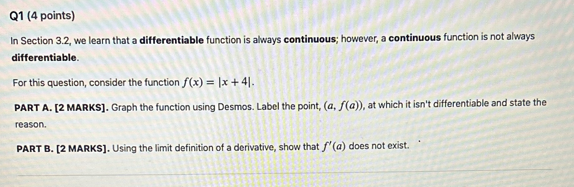 This is a Math 110 Calculus (First year of