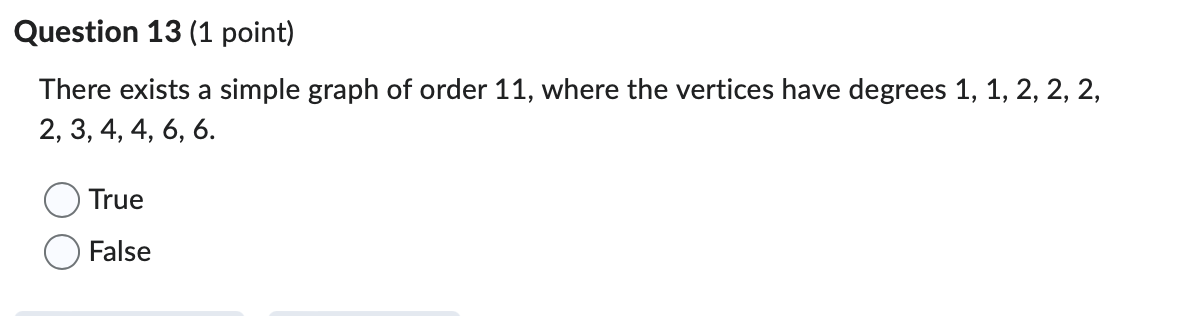 \fQuestion 13 (1 point) There exists a simple