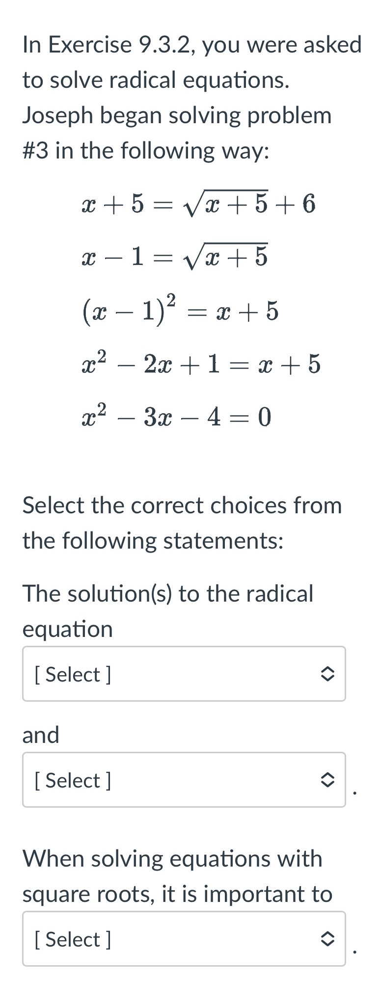 In Exercise 9.3.2, you were asked to solve