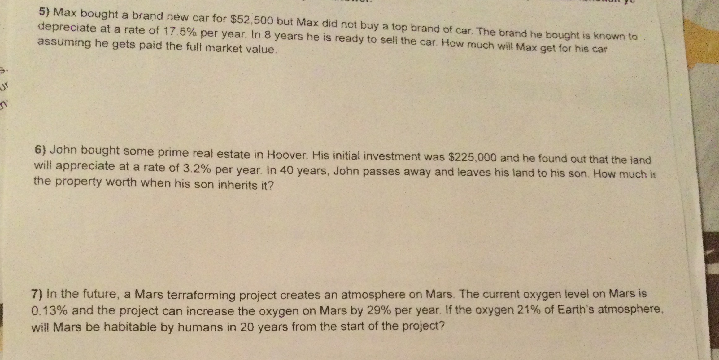 5) Max bought a brand new car for $52,500 but Max