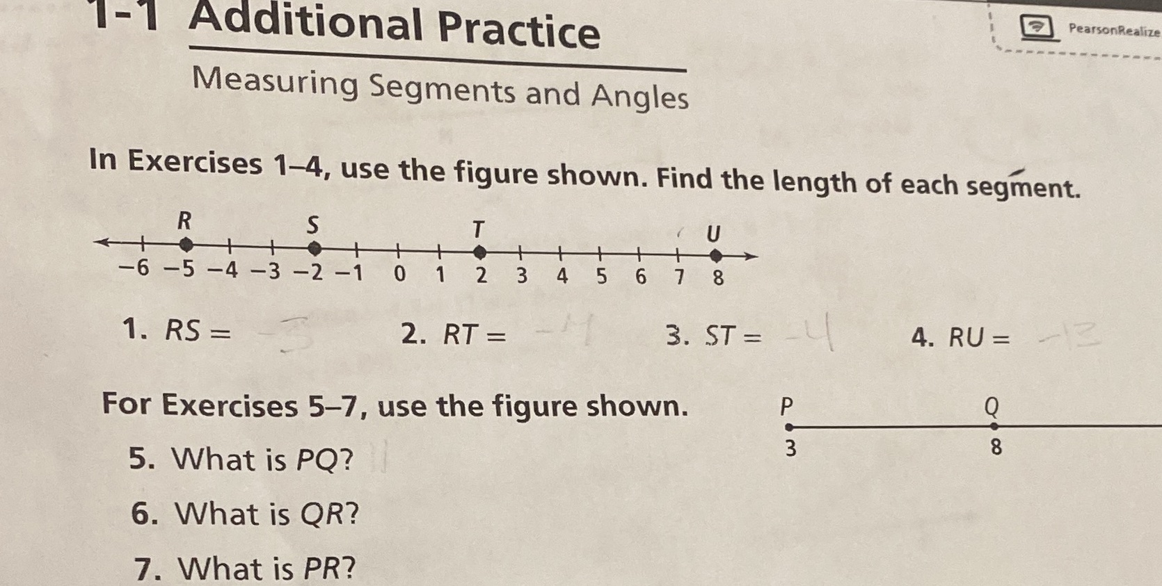1-1 Additional Practice PearsonRealize Measuring