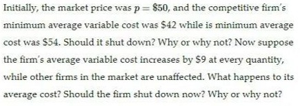 Initially, the market price was p = $50, and the