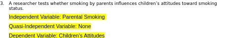 3. A researcher tests whether smoking by parents