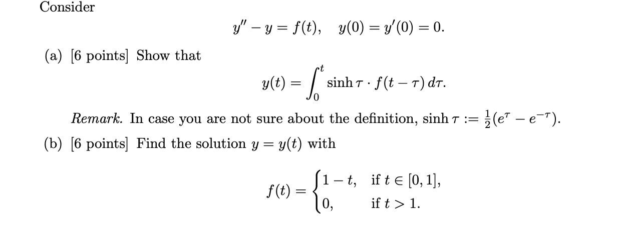 need help solving this problem Consider y" - y =