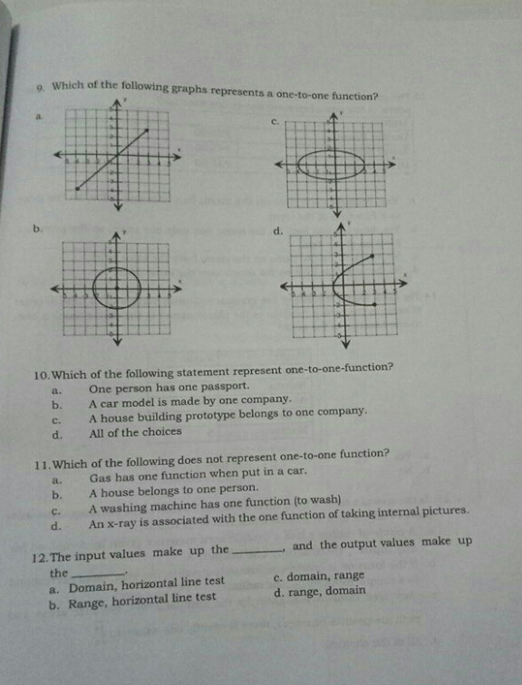 assessment 11 9. Which of the following graphs
