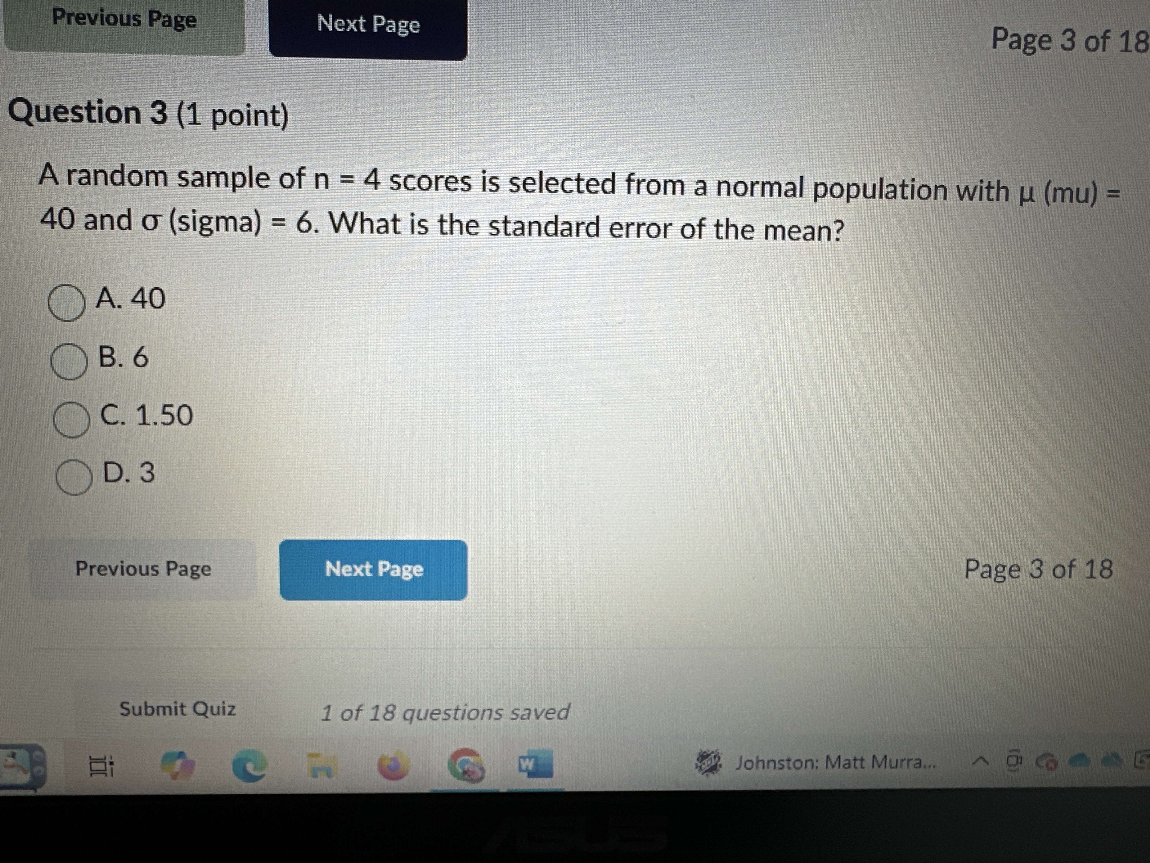 Previous Page Next Page Page 3 of 18 Question 3