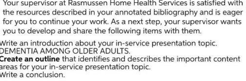 Your supervisor at Rasmussen Home Health Services