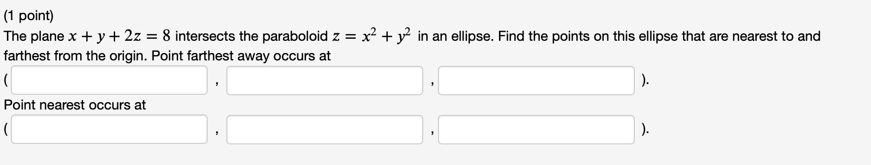 (1 point) For each value of A the function h(x,