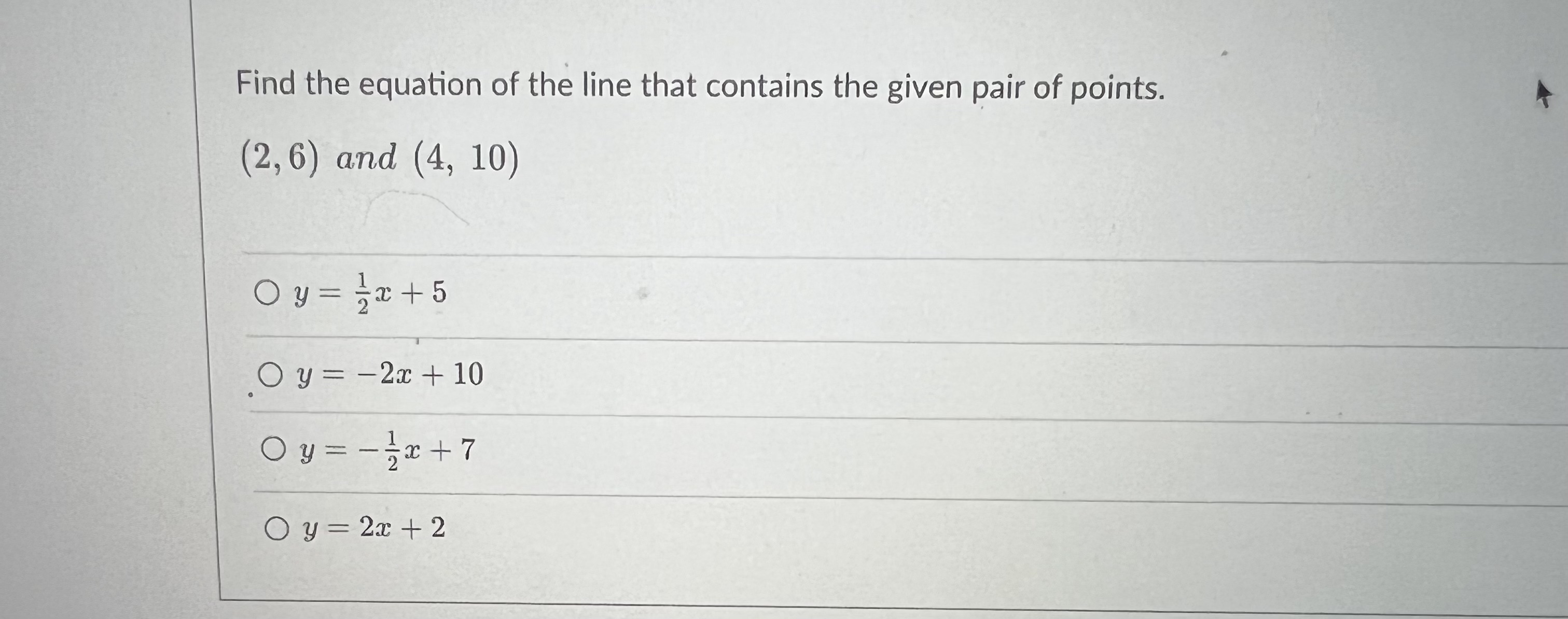 Find the equation of the line that contains the