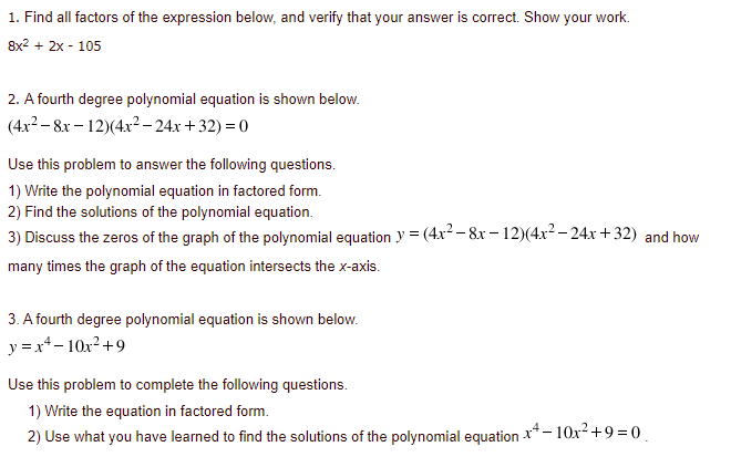 1. Find all factors of the expression below, and