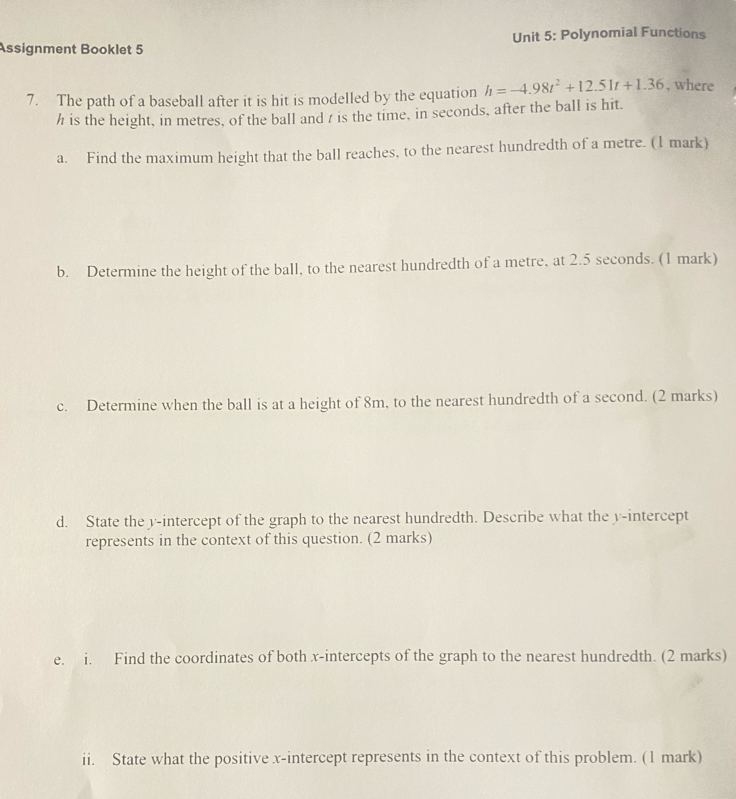 Math 30-2 Polynomial FunctionCan somebody please