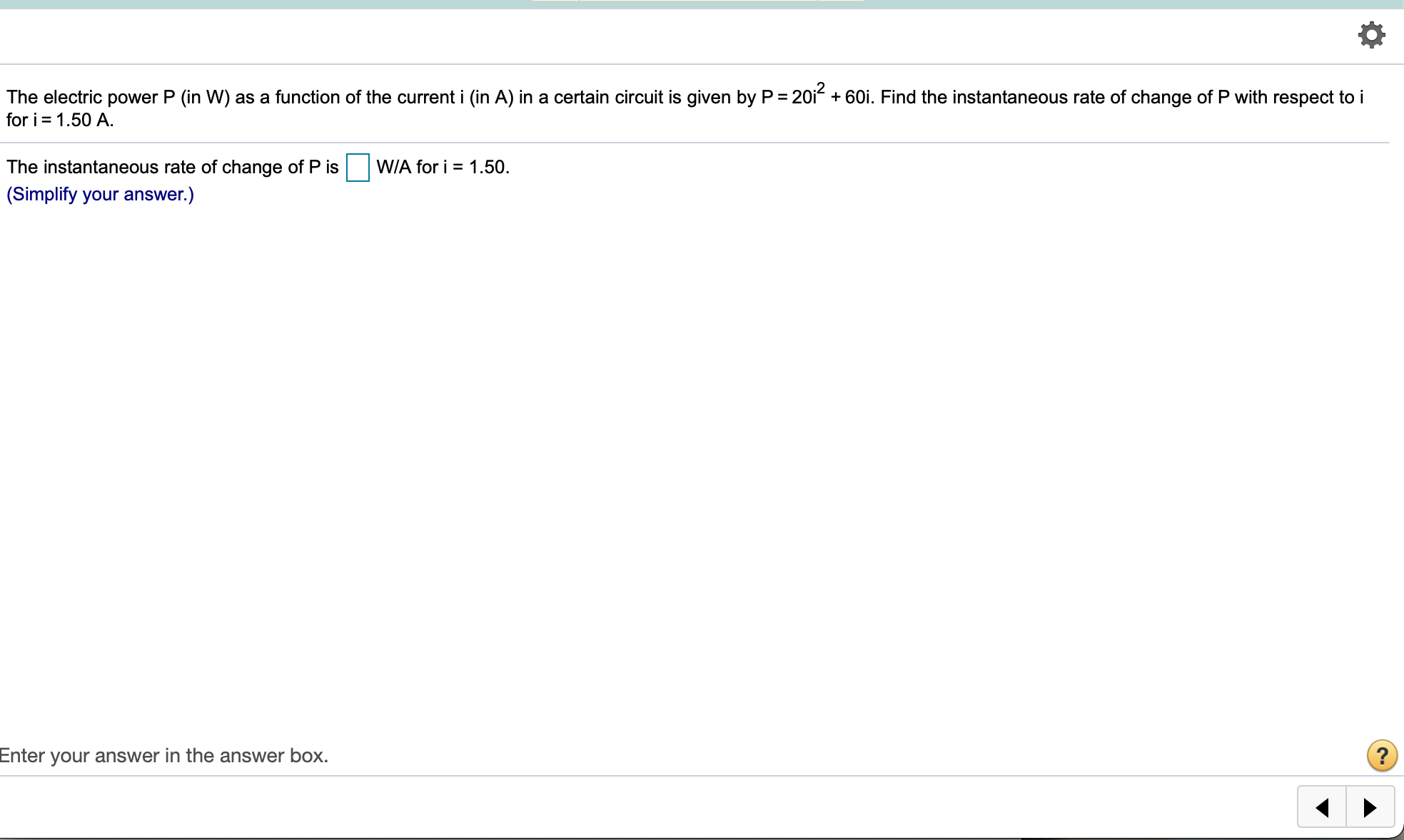 help me solve this The electric power P (in W) as