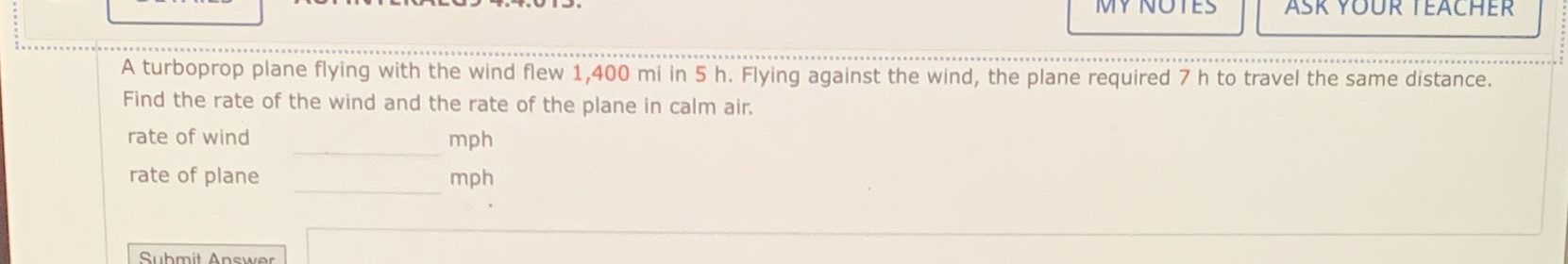 MY NOTES ASK YOUR TEACHER A turboprop plane