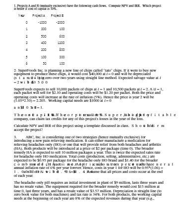 L Projects A and B Ouuut ally exclusive) have the