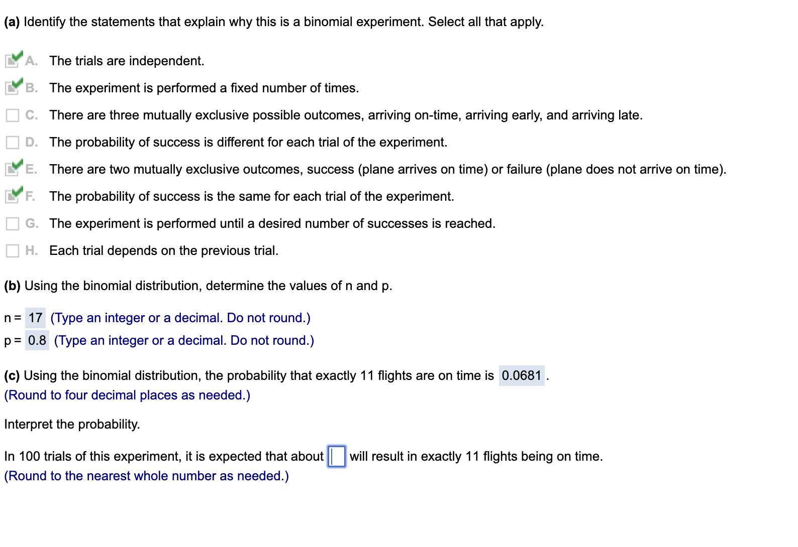 (a) Identify the statements that explain why this