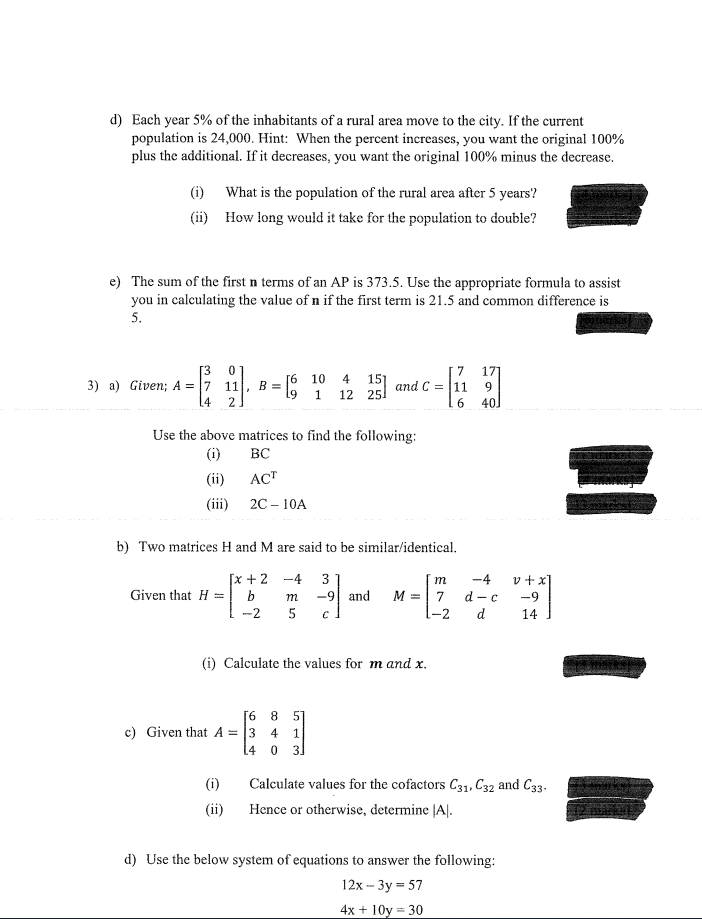 \f\fFrom the matrix form for the system of