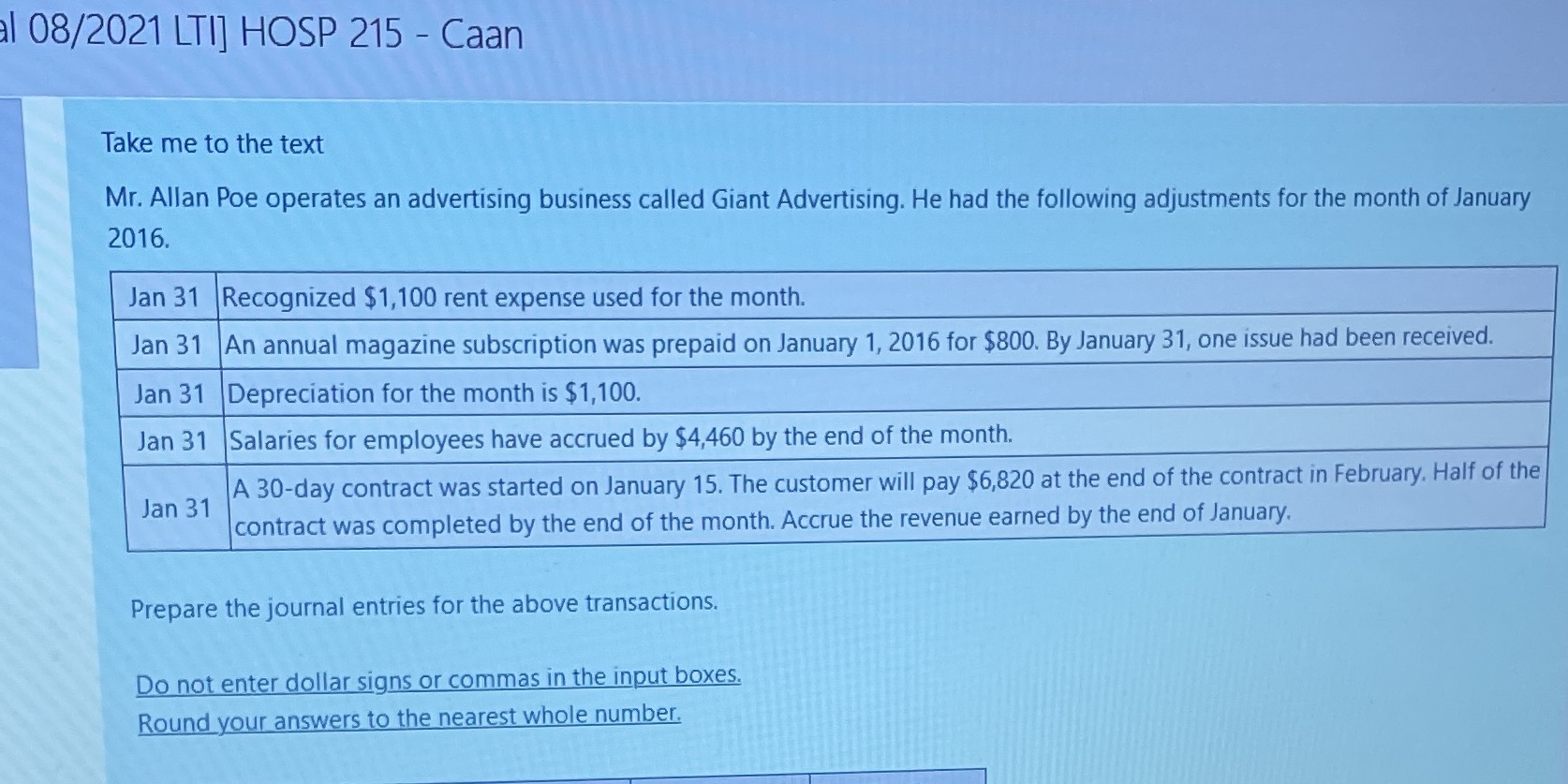 1 08/2021 LTI] HOSP 215 - Caan Take me to the