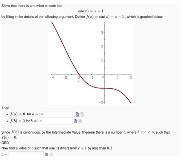 Show that there is a number a such that sin(x) =