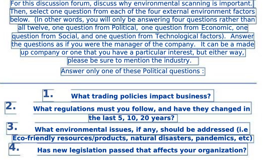 For this discussion forum, discuss why