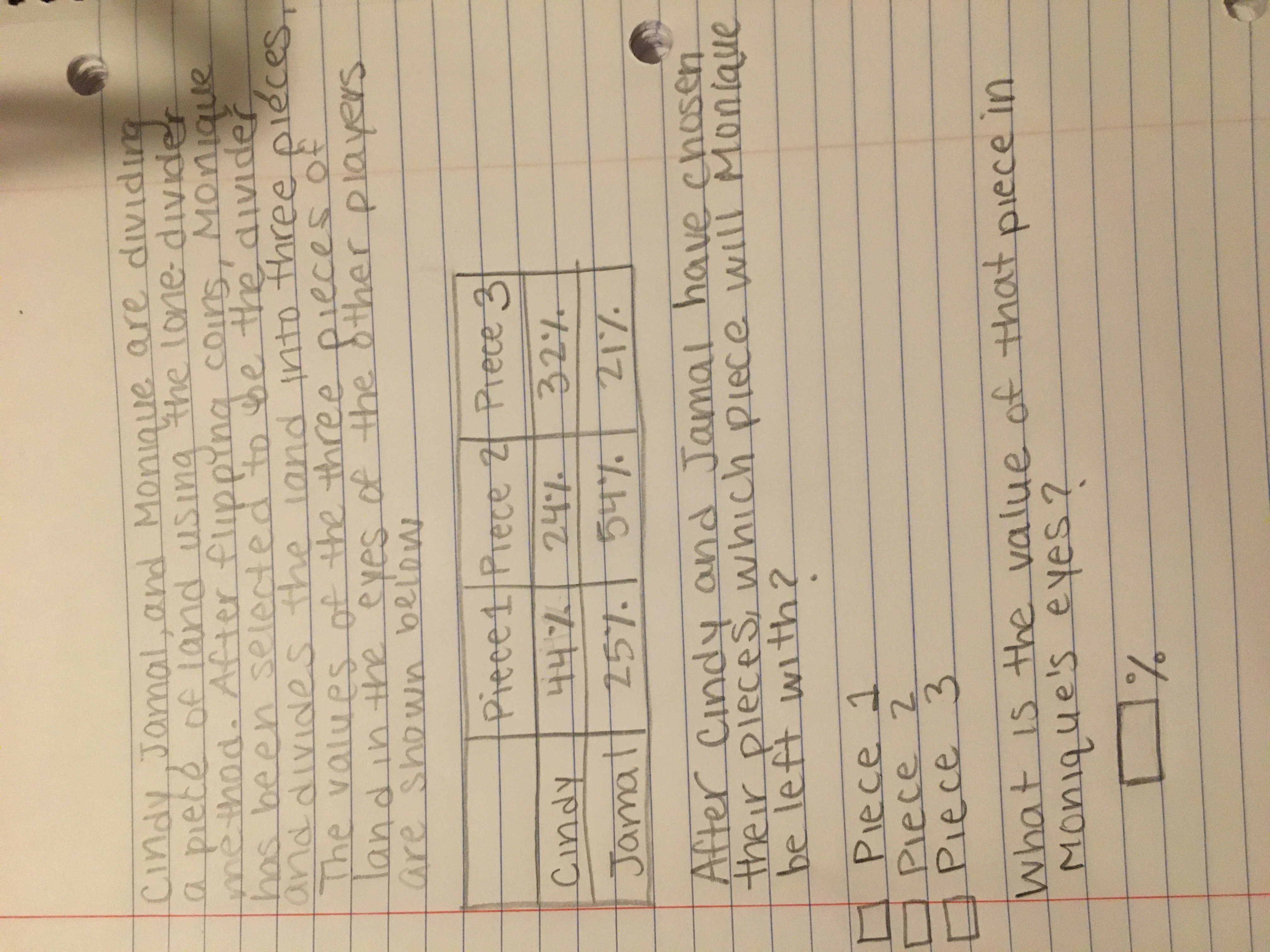 please help Cindy Jamal, and Monique are dividing