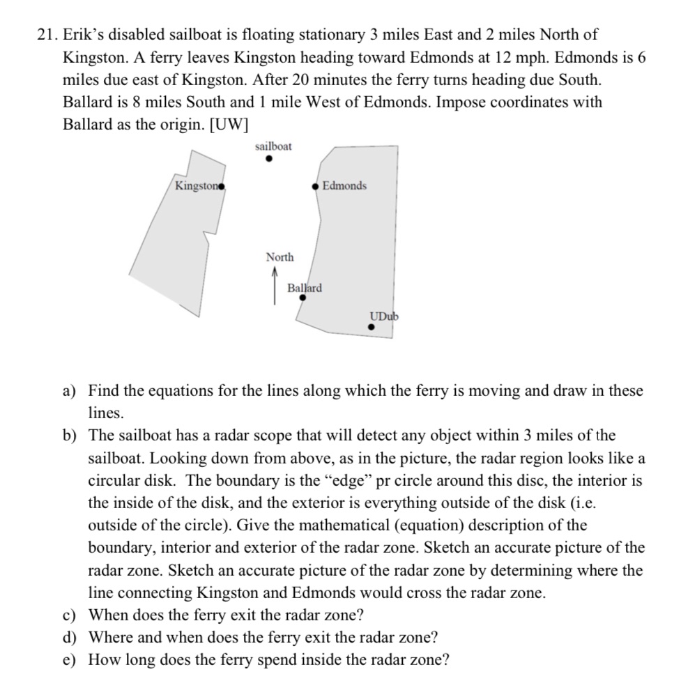 Answer 21. Erik's disabled sailboat is floating