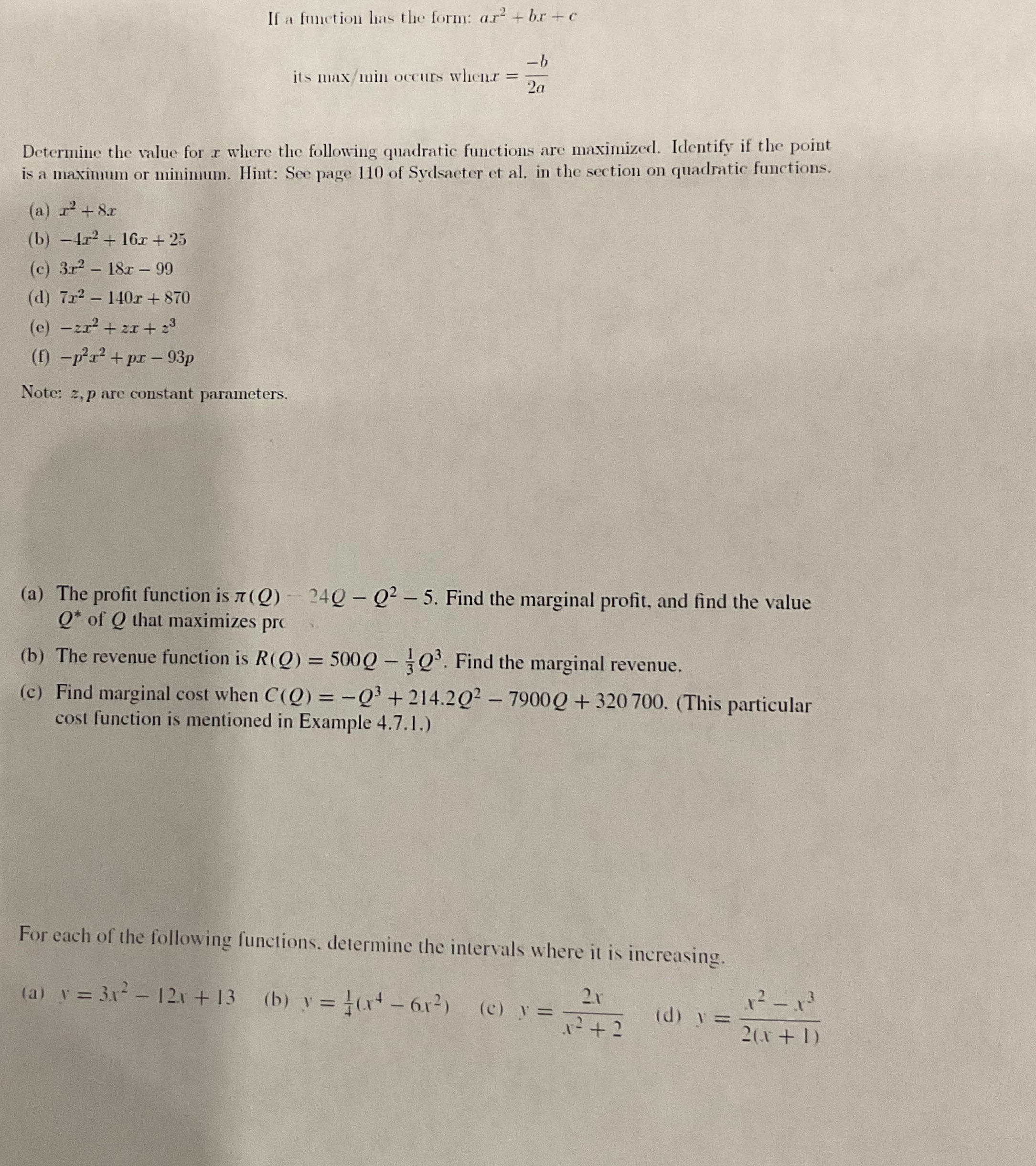 If a function has the form: ar + br + c - b its