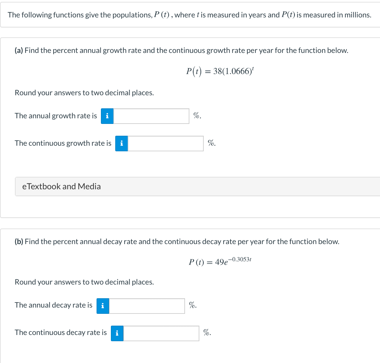 Please show all work. Thank You! The following