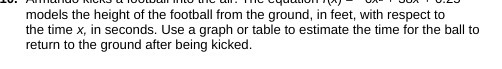 models the height of the football from the