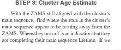 STEP 3: Cluster Age Estimate With the ZAMS still