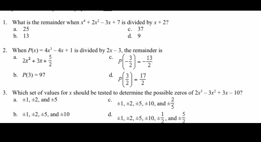 can you please answer all three? 1. What is the