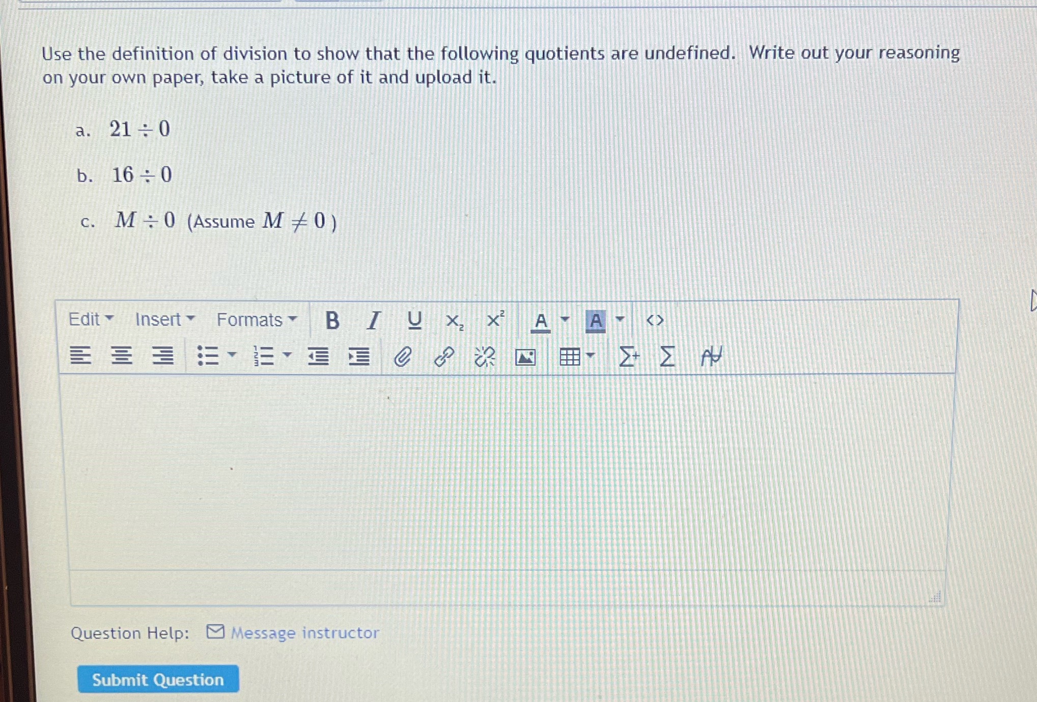 Use the definition of division to show that the