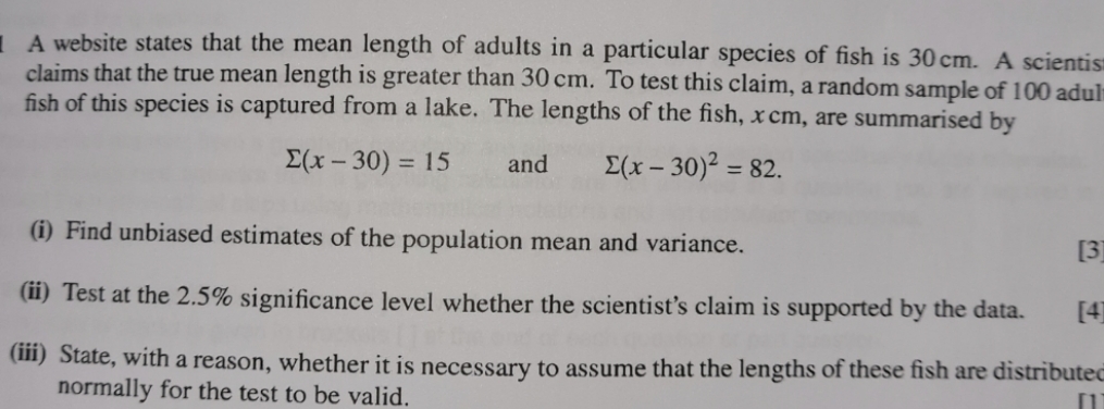 H1 maths Sampling A website states that the mean
