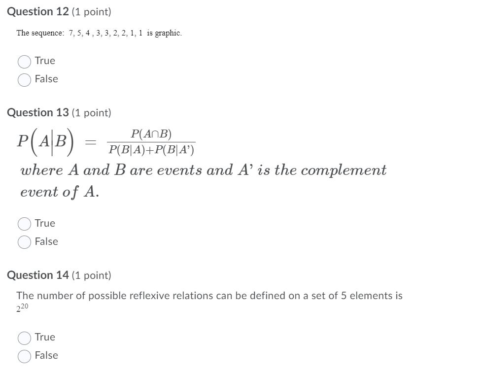 Please provide true or false to below : Question