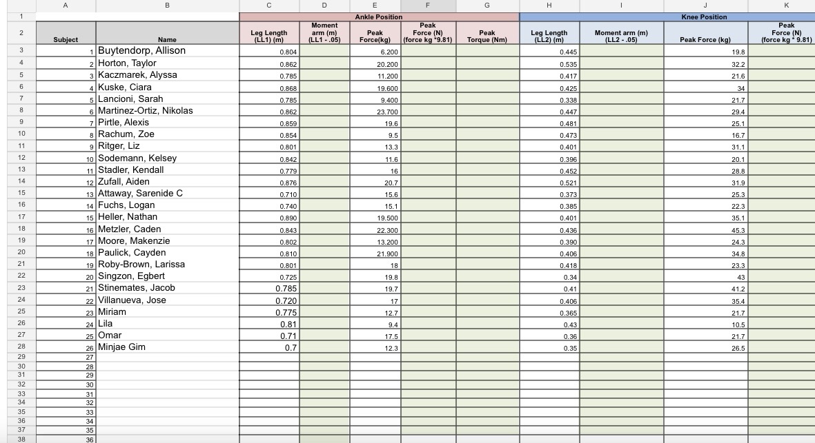 Part 2 - The effect of angle of pull on the peak