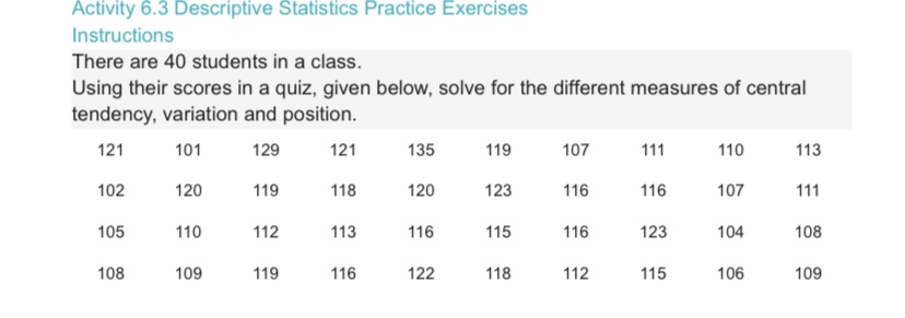 Activity 6.3 Descriptive Statistics Practice