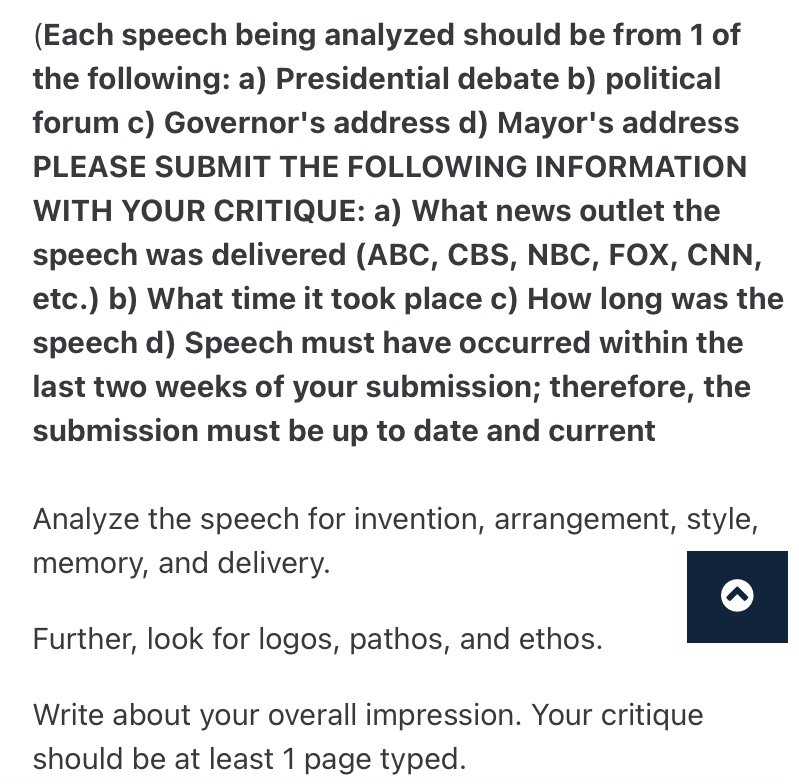 (Each speech being analyzed should be from 1 of