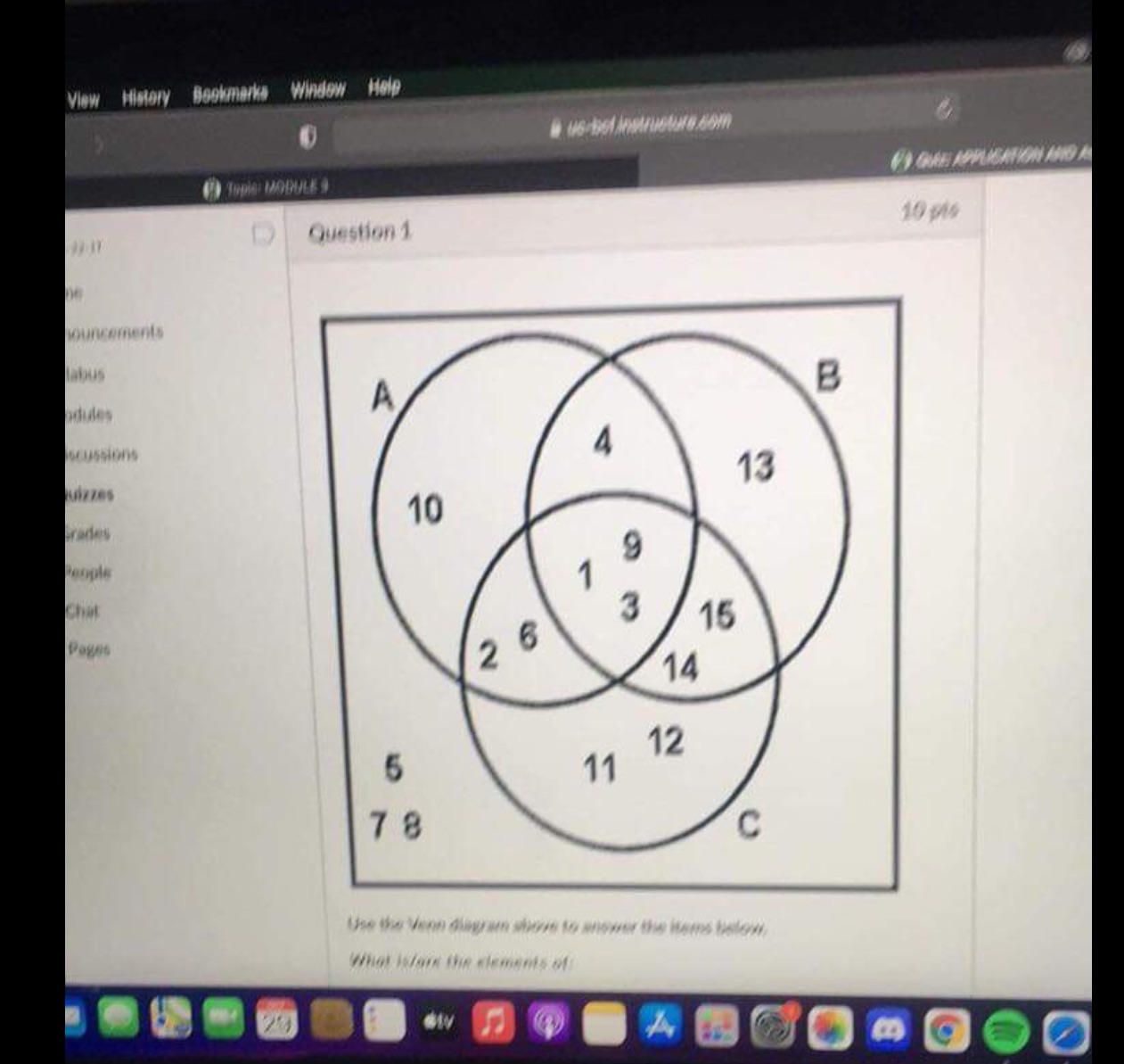 Use the Venn diagram above to answer the items