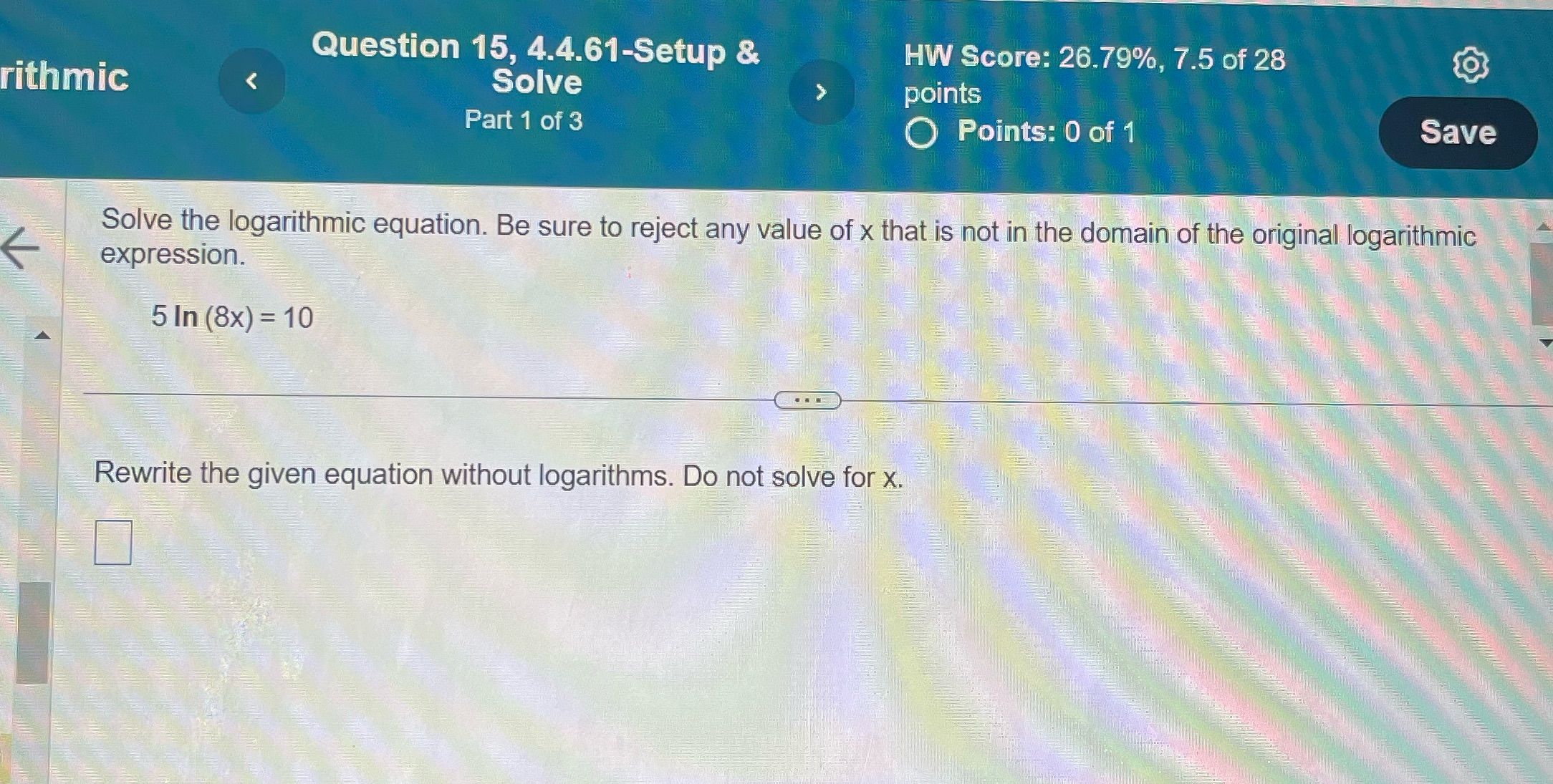 Question 15, 4.4.61-Setup & HW Score: 26.79%, 7.5