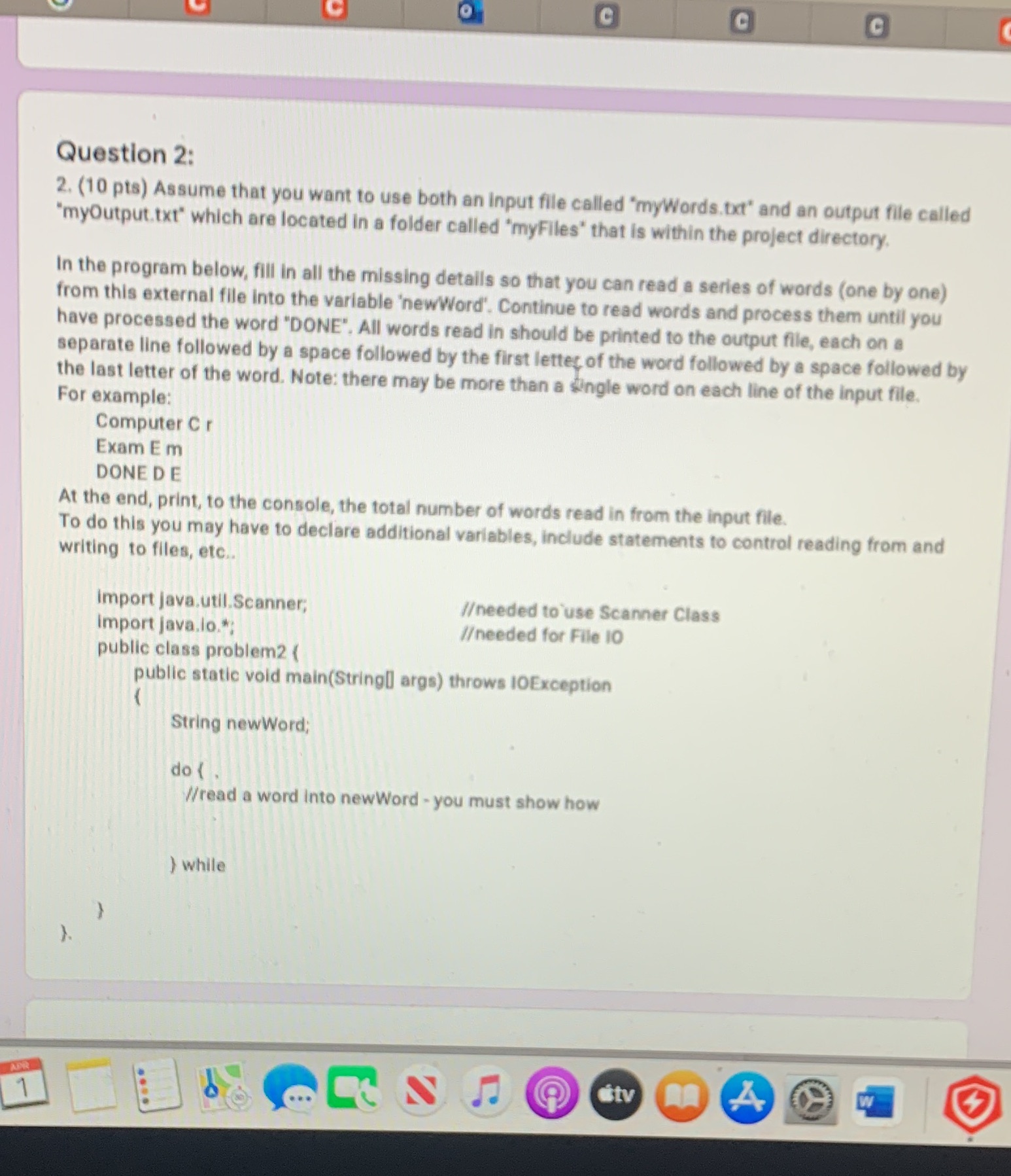 C C C Question 2: 2. (10 pts) Assume that you
