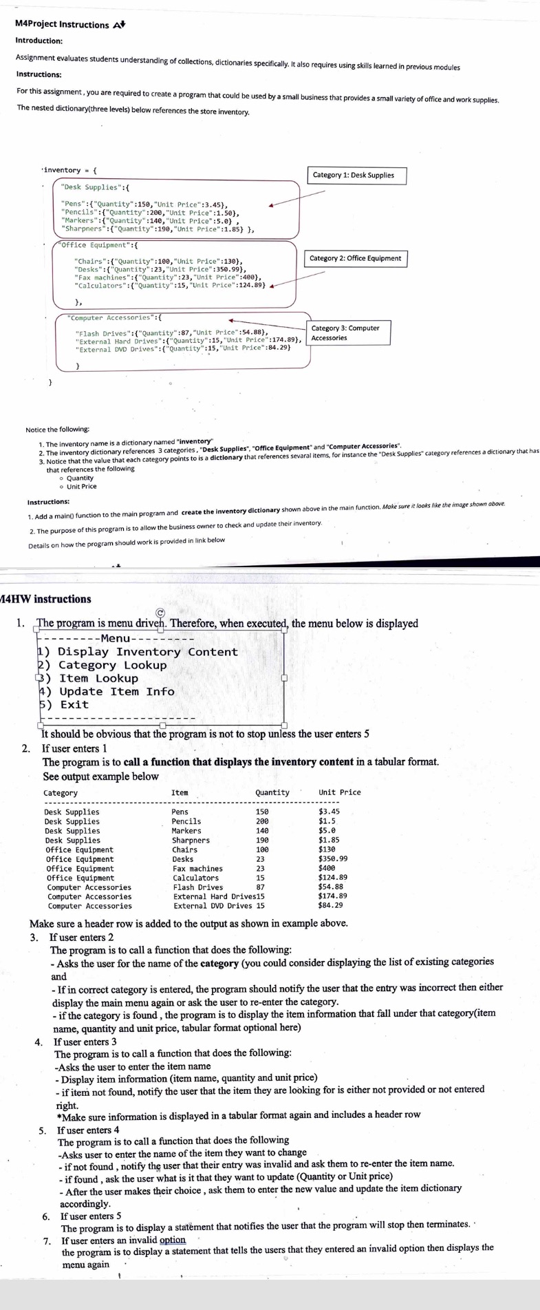 M4Project Instructions At Introduction: