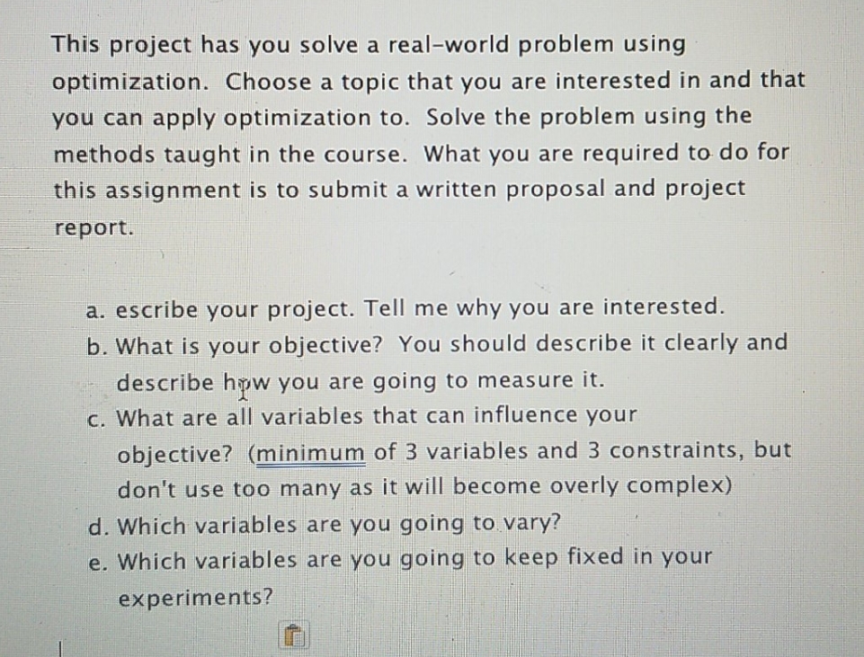 Need idea how to start This project has you solve