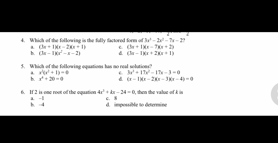 can you please answer all three 4. Which of the