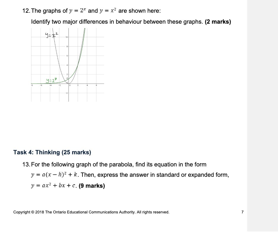 12.The graphs of y = 2: and y = 1c2 are shown