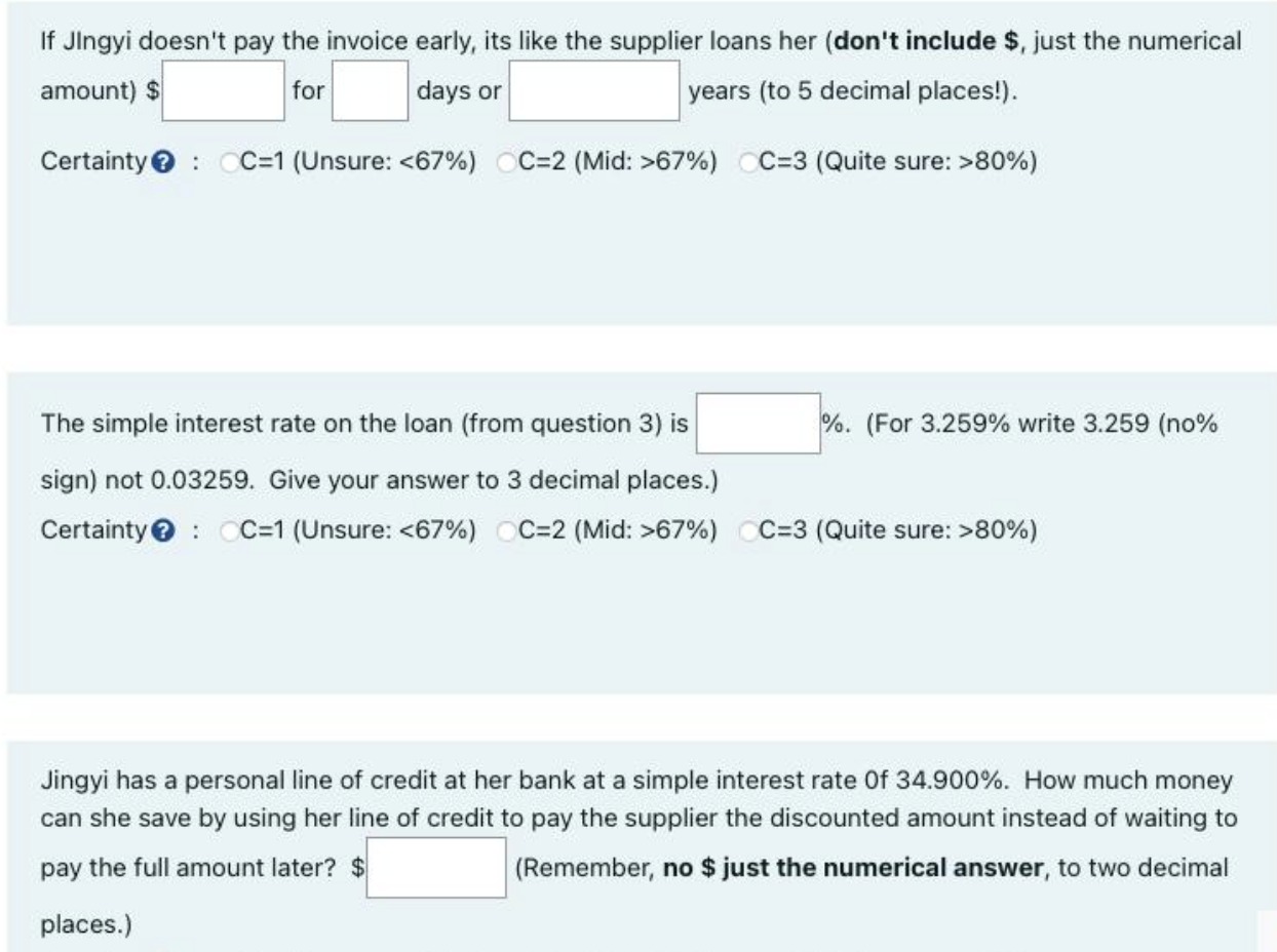 This is the information for all 5 questions: