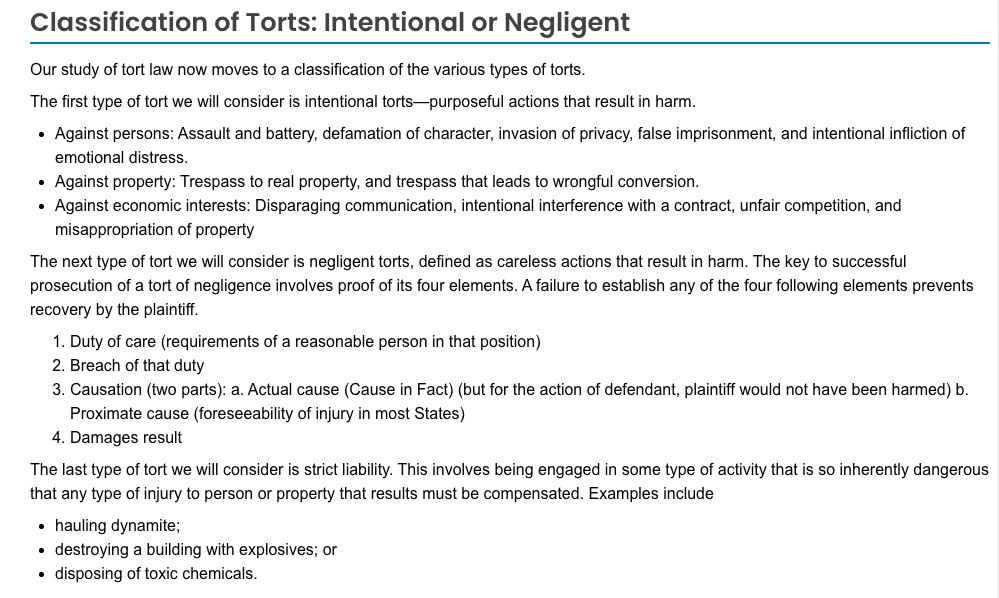 Week 3: Introduction & Lesson Negligence, Product