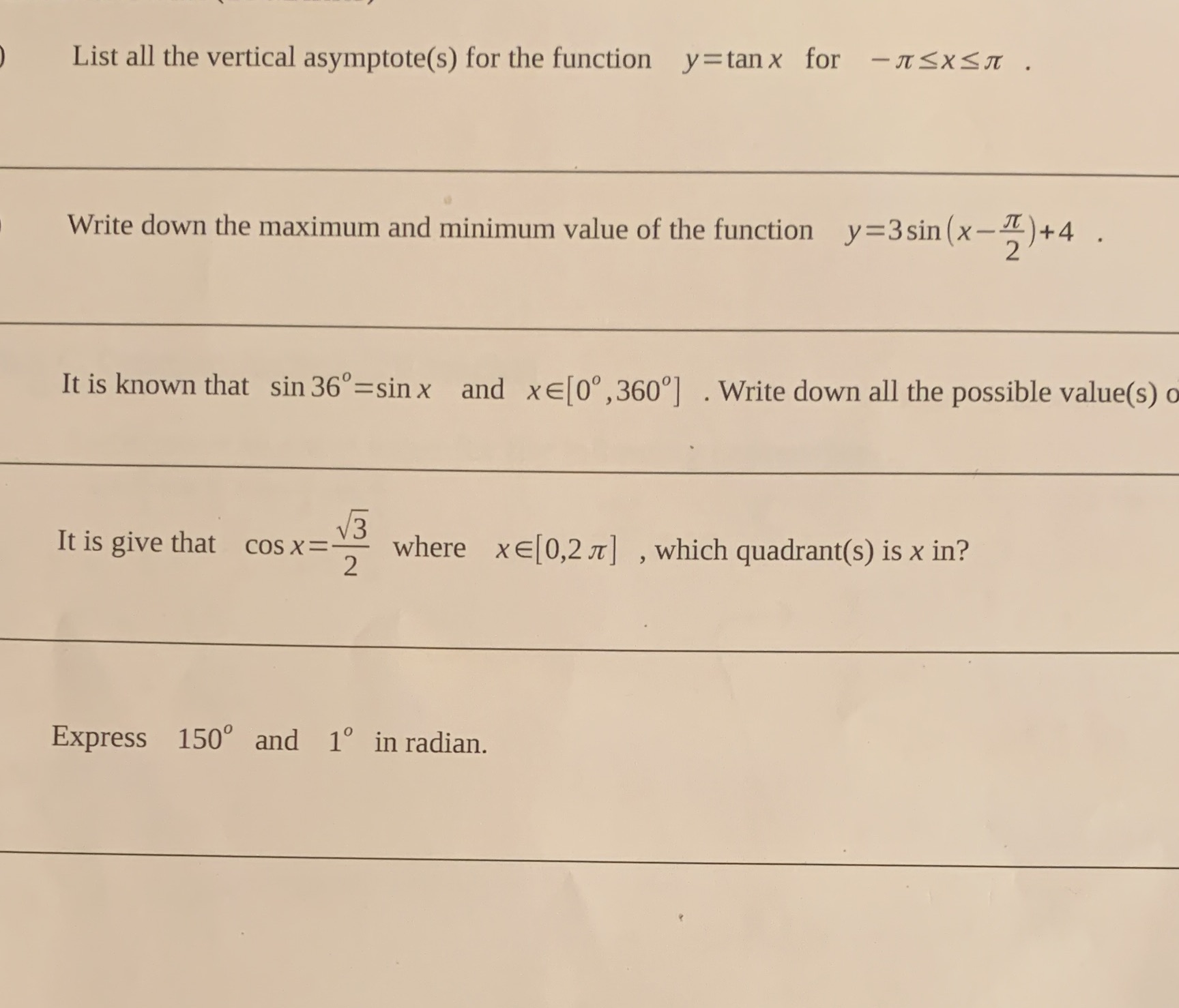 List all the vertical asymptote(s) for the