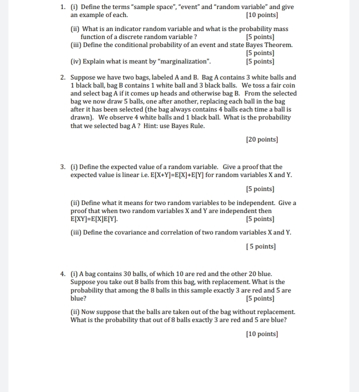 7 Answers please 1. (i) Define the terms "sample