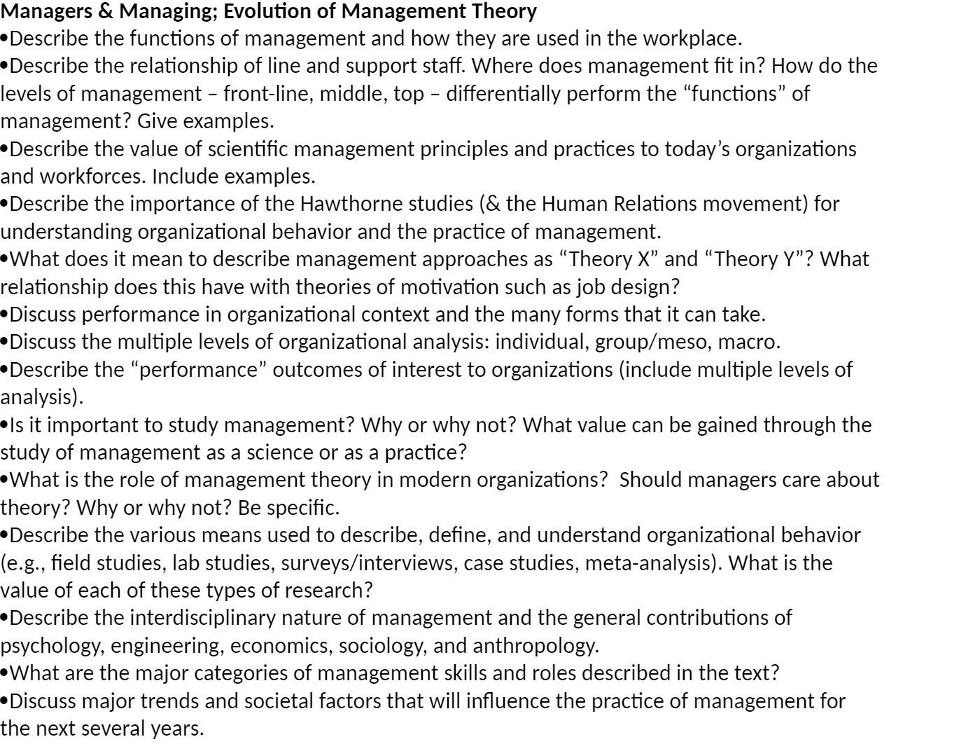 Managers & Managing; Evolution of Management