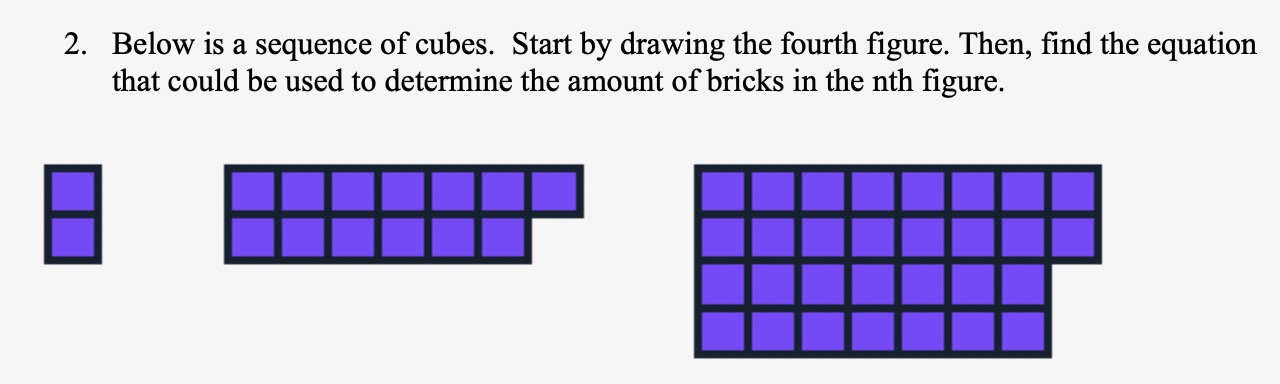 2. Below is a sequence of cubes. Start by drawing