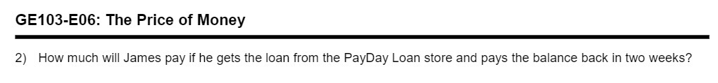 GE103-E06: The Price of Money 2) How much will